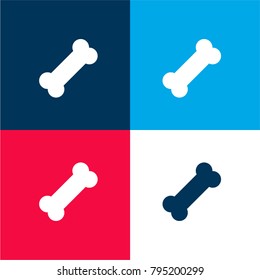 Dog bone four color material and minimal icon logo set in red and blue