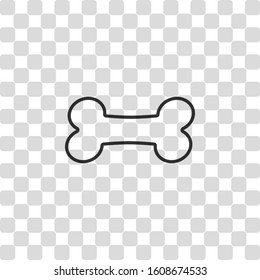 Dog bone icon. Black symbol on transparency grid