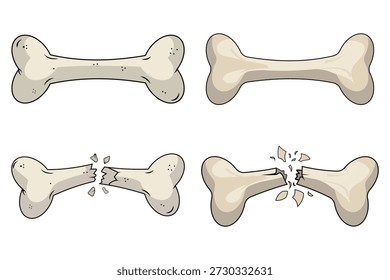 Icono de hueso de perro. Grieta y astillas. Plantilla de diseño de Vector de icono de hueso de perro simple y limpia. Hueso de perro 3D. Ilustración de silueta de hueso de perro eps 10.