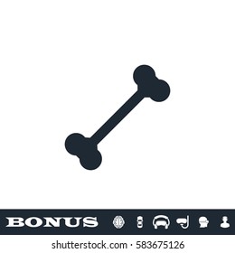Dog Bone icon flat. Black pictogram on white background. Vector illustration symbol and bonus button