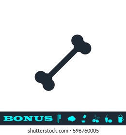 Dog Bone icon flat. Black pictogram on white background. Vector illustration symbol and bonus button