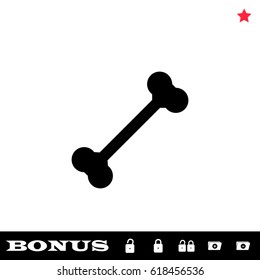 Dog Bone icon flat. Black pictogram on white background. Vector illustration symbol and bonus button open and closed lock, folder, star