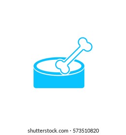 Dog Bone icon flat. Blue pictogram on white background. Vector illustration symbol