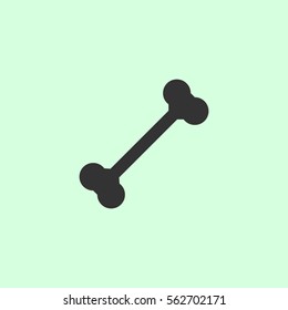 Dog Bone icon flat. Grey vector symbol on green background