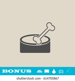 Dog Bone icon flat. Grey pictogram on light background. Vector illustration symbol and bonus button real estate, ottoman, vase, tv, fishing rod