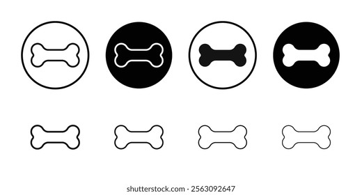 Dog bone icon Flat outline fill set collection