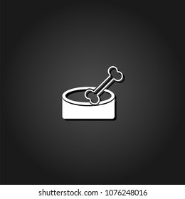 Dog Bone icon flat. Simple White pictogram on black background with shadow. Vector illustration symbol