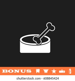 Dog Bone icon flat. White pictogram on black background. Vector illustration symbol and bonus button tooth, vase, star, mirror, bottle