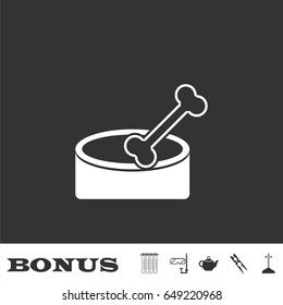 Dog Bone icon flat. White pictogram on black background. Vector illustration symbol and bonus icons