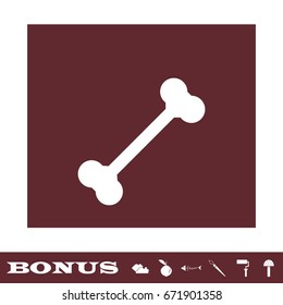 Dog Bone icon flat. White pictogram on brown background. Vector illustration symbol and bonus icons