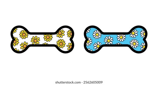 dog bone icon flower daisy vector logo symbol cartoon character illustration clip art isolated