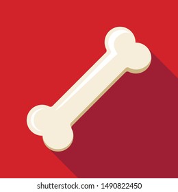 Dog Bone Icon With Long Shadow On Red Background. Dog Food Sign. Vector Illustration