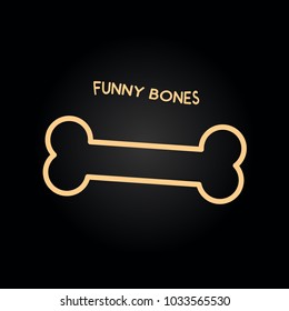 Dog bone icon on black background. Vector illustration. Letter Funny bones