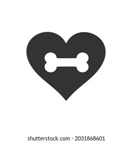Dog bone icon on the heart. Wallpaper with dog bones. Bone. Vector illustration.