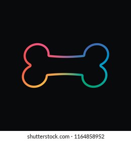 Dog bone icon. Rainbow color and dark background