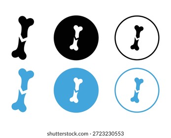 Icono del hueso del perro fijado en estilo del círculo, ilustración plana del símbolo del alimento para animales