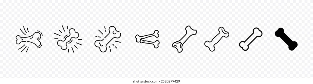 Dog Bone icon set. Human bone vector icons. Animal bone. Bone icons. Bones vector illustration, Dog bones icons, bones icon set