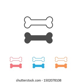 Dog bone icon set in modern flat design isolated on white background, pet food vector illustration 