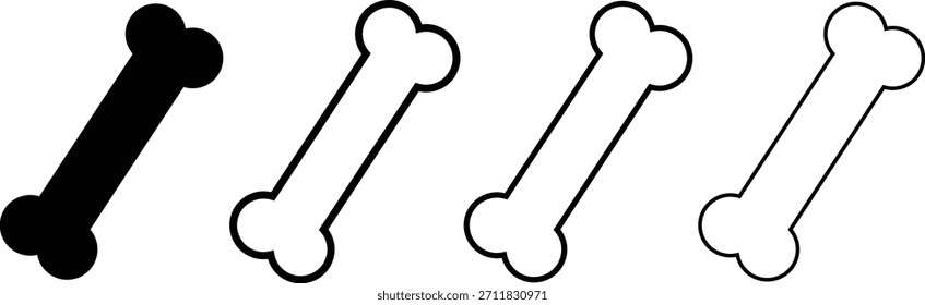 Conjunto de ícones de osso de cachorro: Comida para animais de estimação, recompensa e ilustração vetorial de símbolo de tratamento de animais.