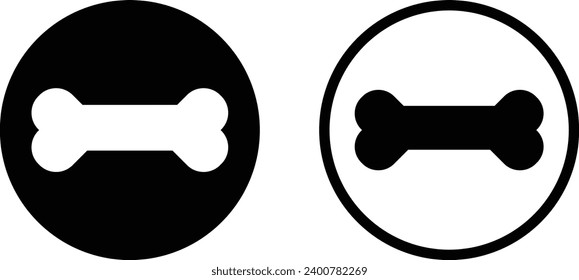 Dog bone icon set in two styles isolated on white background . Vector illustration