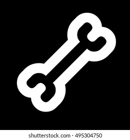 Dog bone icon. Simple logo of dog bone on black background. Flat vector illustration.