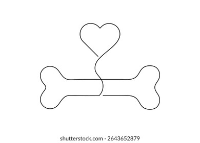 Dog Bone Icon Single Line Minimalist Art Vector Illustration