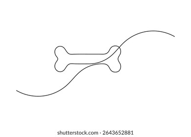 Dog Bone Icon Single Line Minimalist Art Vector Illustration