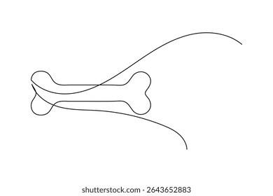 Dog Bone Icon Single Line Minimalist Art Vector Illustration
