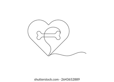 Dog Bone Icon Single Line Minimalist Art Vector Illustration