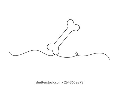 Dog Bone Icon Single Line Minimalist Art Vector Illustration