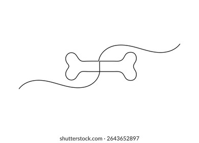 Dog Bone Icon Single Line Minimalist Art Vector Illustration
