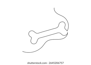 Dog Bone Icon Single Line Minimalist Art Vector Illustration