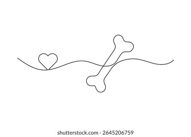 Dog Bone Icon Single Line Minimalist Art Vector Illustration