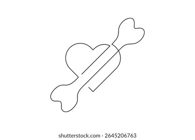Dog Bone Icon Single Line Minimalist Art Vector Illustration
