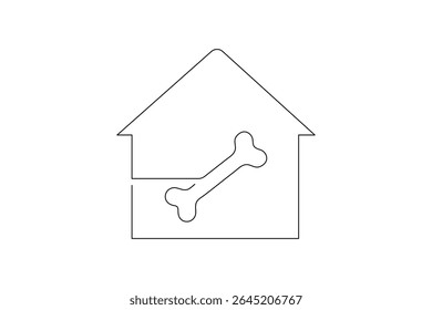 Dog Bone Icon Single Line Minimalist Art Vector Illustration