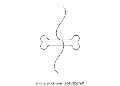 Dog Bone Icon Single Line Minimalist Art Vector Illustration