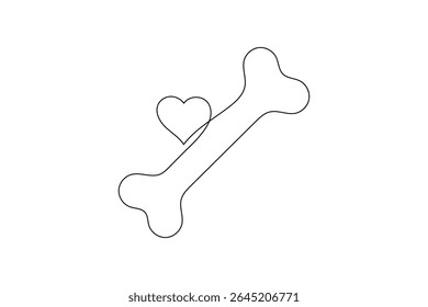 Dog Bone Icon Single Line Minimalist Art Vector Illustration