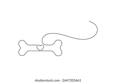 Dog Bone Icon Single Line Minimalist Art Vector Illustration