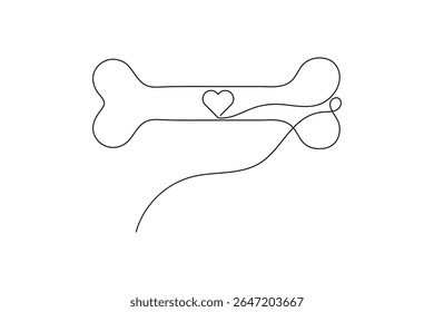 Dog Bone Icon Single Line Minimalist Art Vector Illustration