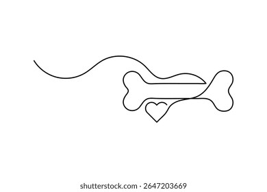 Dog Bone Icon Single Line Minimalist Art Vector Illustration