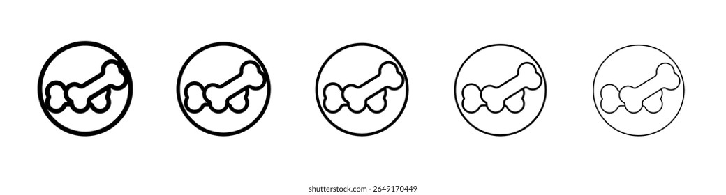 Dog bone icon thin outline logo mark set