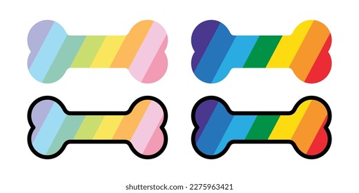 dog bone icon vector logo rainbow lgbtq pride month cmyk rgb symbol cartoon character illustration doodle clip art design