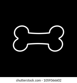 Dog bone icon. White icon on black background. Inversion