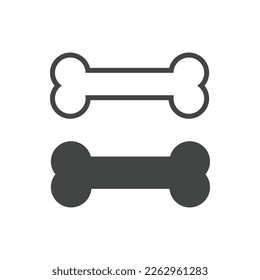 Dog bone icons set. Black and outlined. Vector illustration.