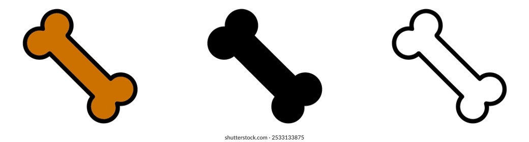 Dog bone icons set. Black outline icon of bone. Dog bone symbol. Vector illustration