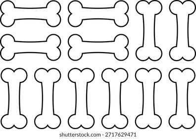 Conjunto de iconos de hueso de perro. Icono de Vector de hueso de mascar de perro editable. Parte de un Vector de icono de hueso roto. Veterinario, animal, cuidado de mascotas, tienda de mascotas. hombre levantando pesas. Ilustración vectorial.