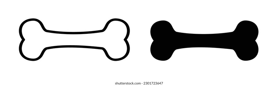 Dog bone icons  Bone silhouette   outline  Vector
