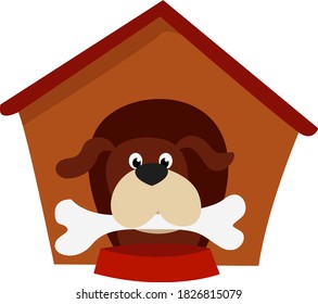 Dog with bone, illustration, vector on white background