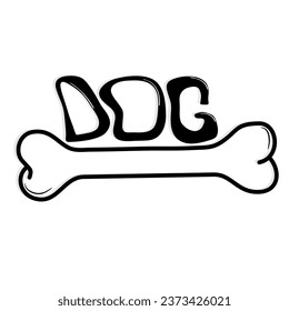 Dog bone with an inscription . Flat bone design for a puppy.
