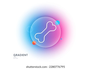 Dog bone line icon. Gradient blur button with glassmorphism. Pets food sign. Pet feeding symbol. Transparent glass design. Dog bone line icon. Vector